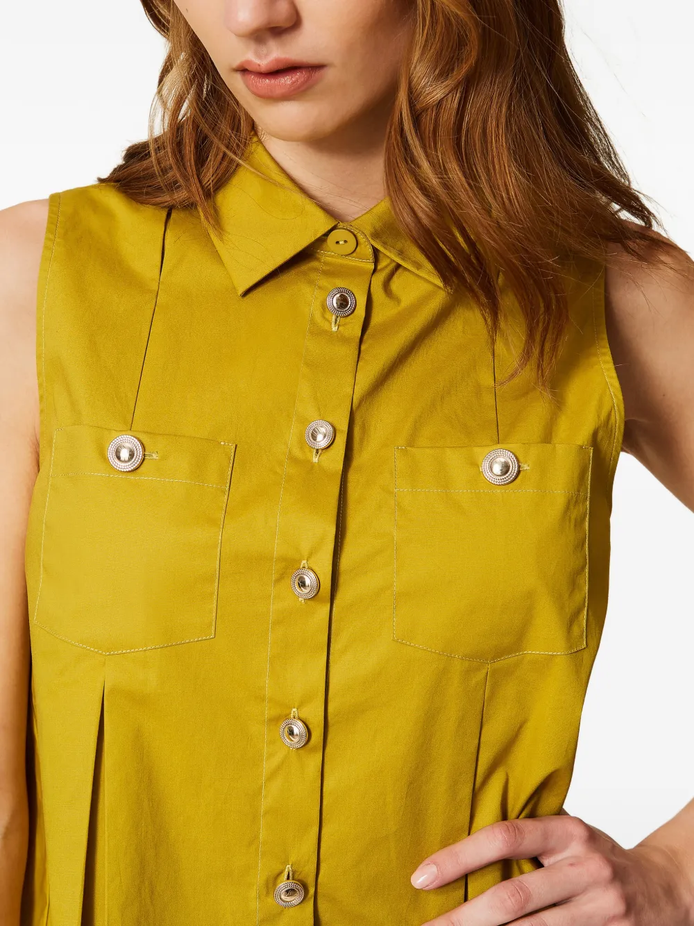 TWINSET Popeline blouse met zakken Geel