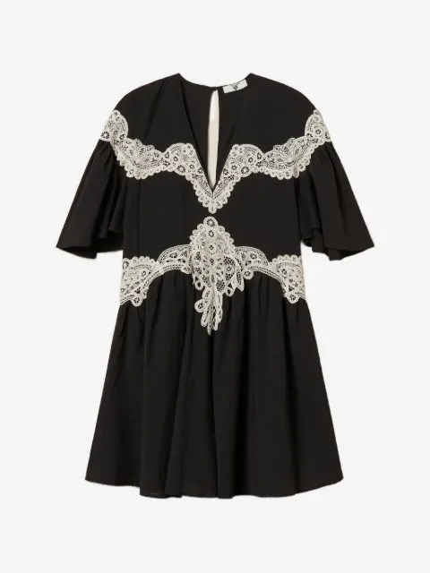 TWINSET short muslin dress with macramé