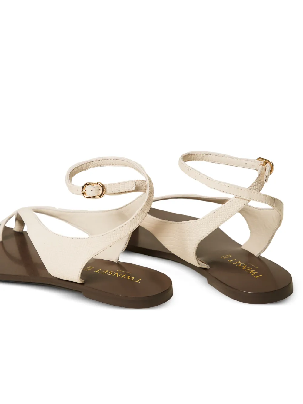 TWINSET ankle-strap leather sandals Beige