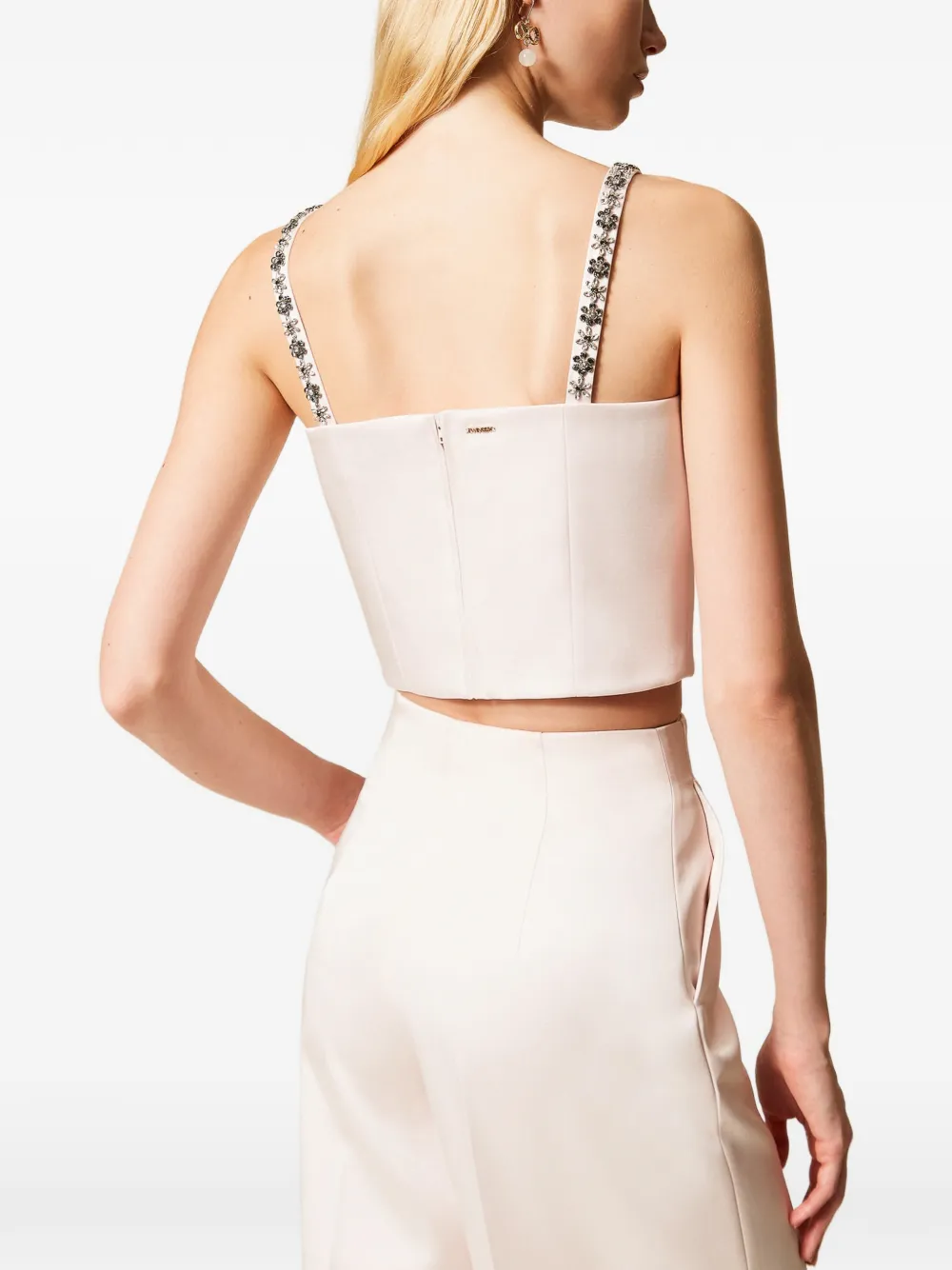 TWINSET Duchess-satijnen top met geborduurd bandje Wit