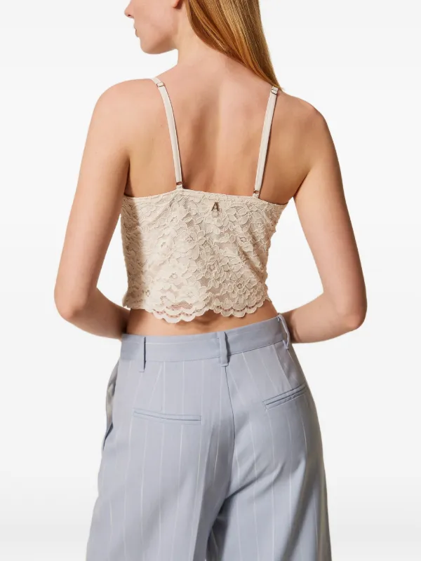 TWINSET lace-pattern Cropped Bustier Top | Neutrals | FARFETCH