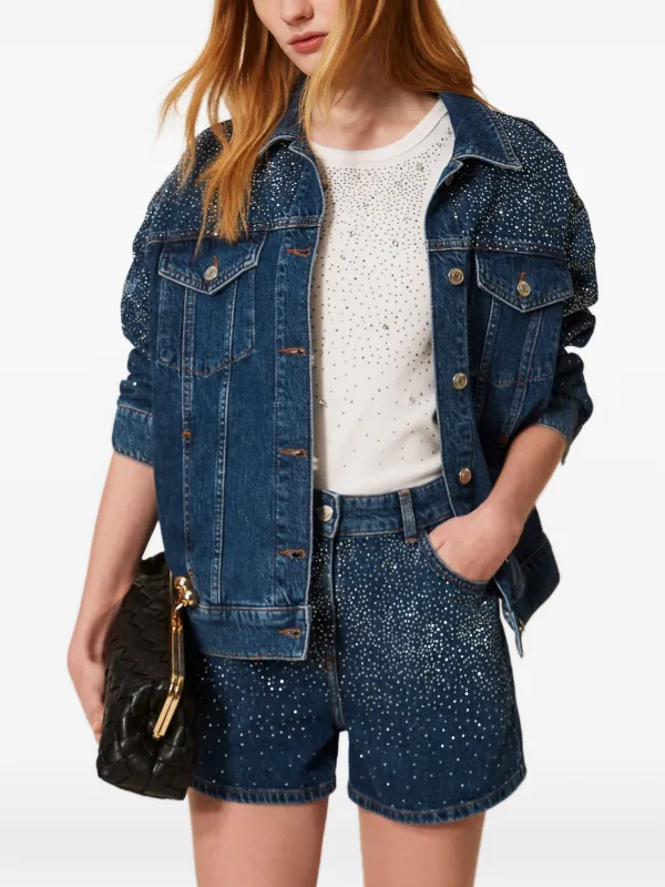 STONE デニムショーツ TWINSET ラインストーン デニムショーツ | ブルー | FARFETCH JP
