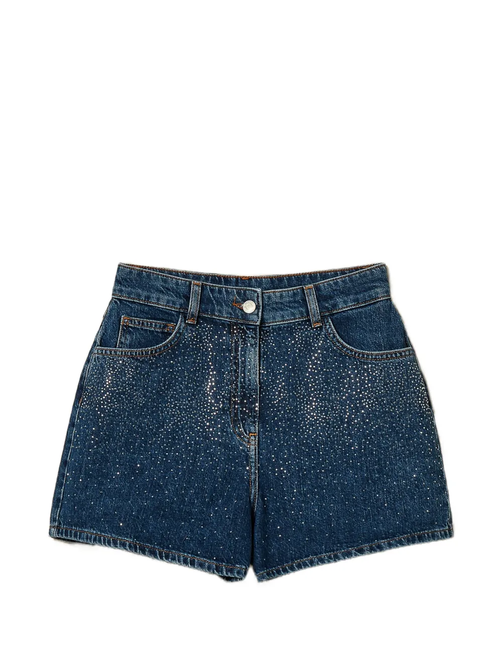 TWINSET rhinestone-detail denim shorts - Blu