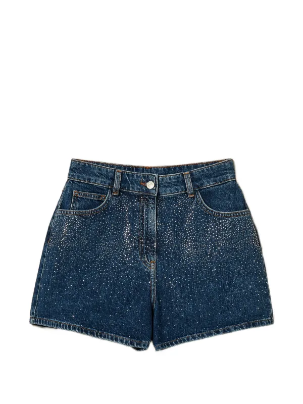 STONE デニムショーツ TWINSET ラインストーン デニムショーツ | ブルー | FARFETCH JP