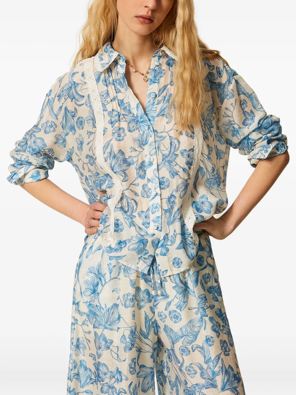 TWINSET Blouse met bloemenprint Blauw