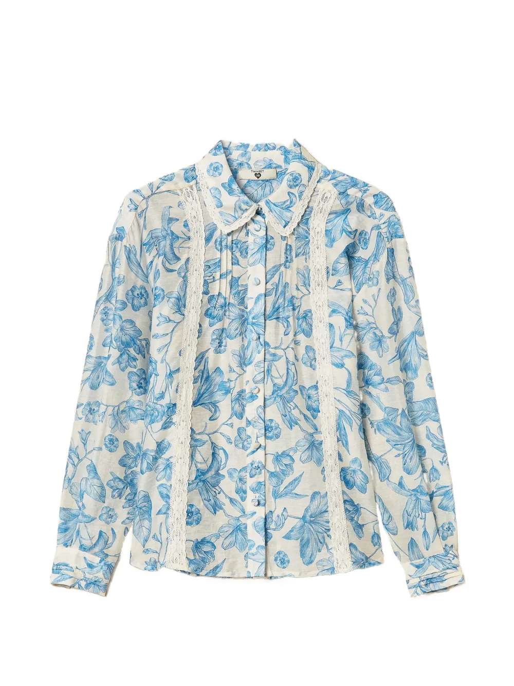 TWINSET floral-pattern laced shirt - Blu