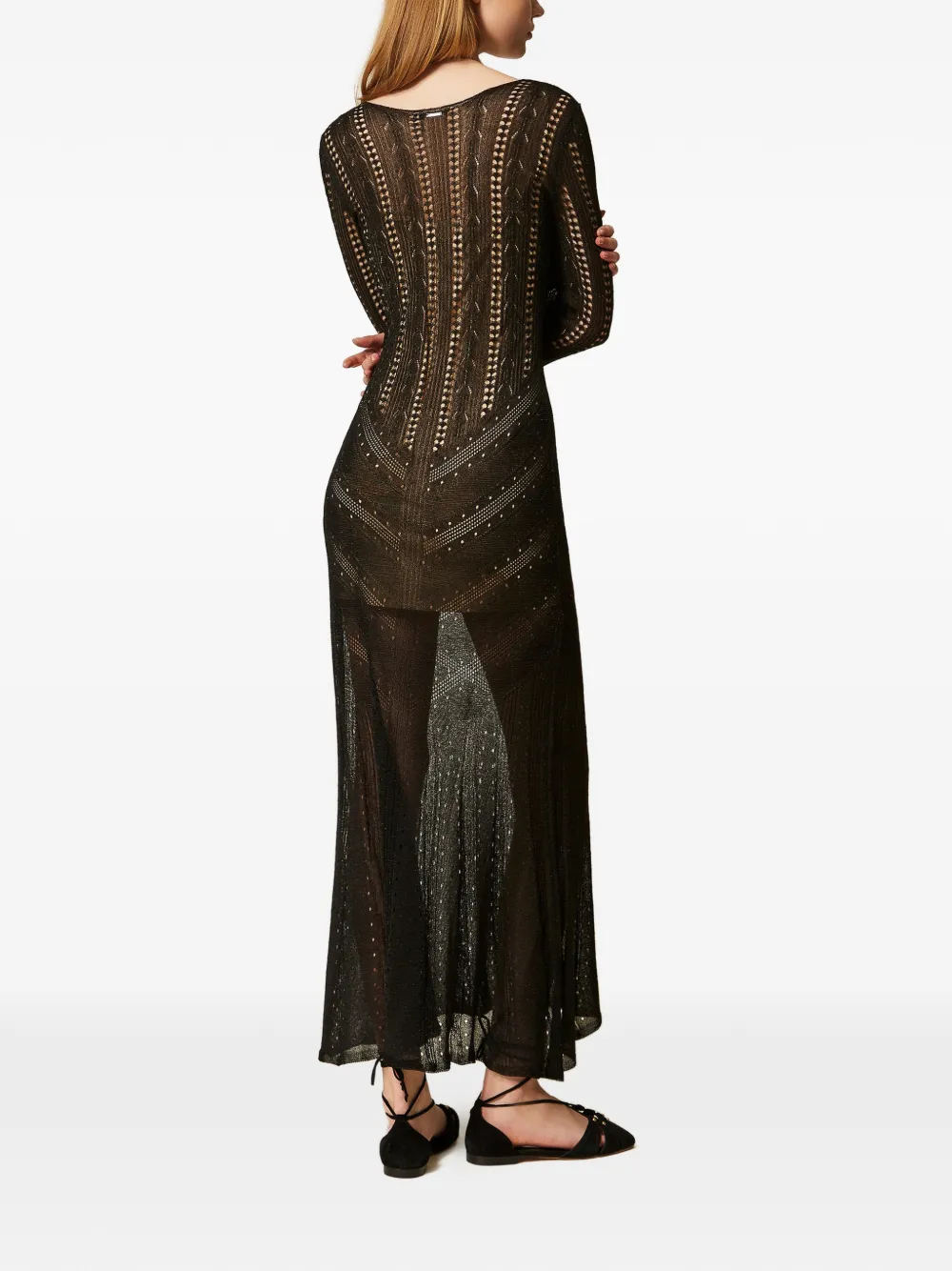 TWINSET Maxi-jurk met lurex detail Zwart