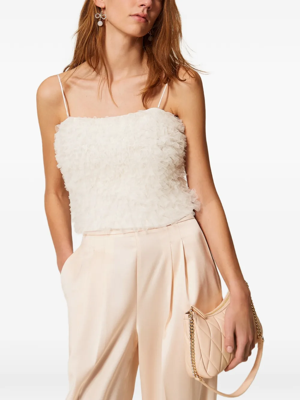  Twinset Tulle Ruffled Top - White 