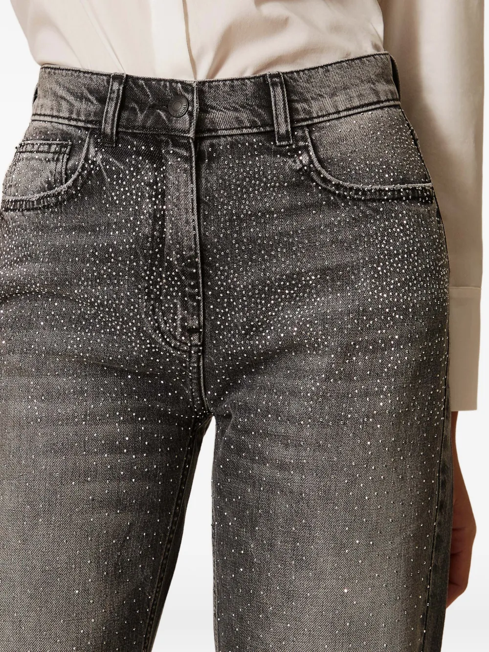 TWINSET Jeans met vijf zakken en stras Grijs