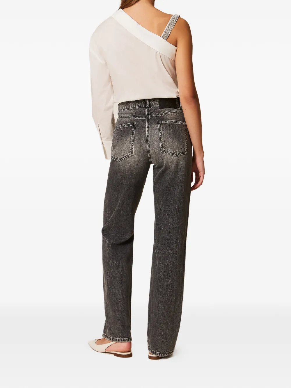  Twinset Vaqueros Con Cinco Bolsillos Y Strass - Gris 