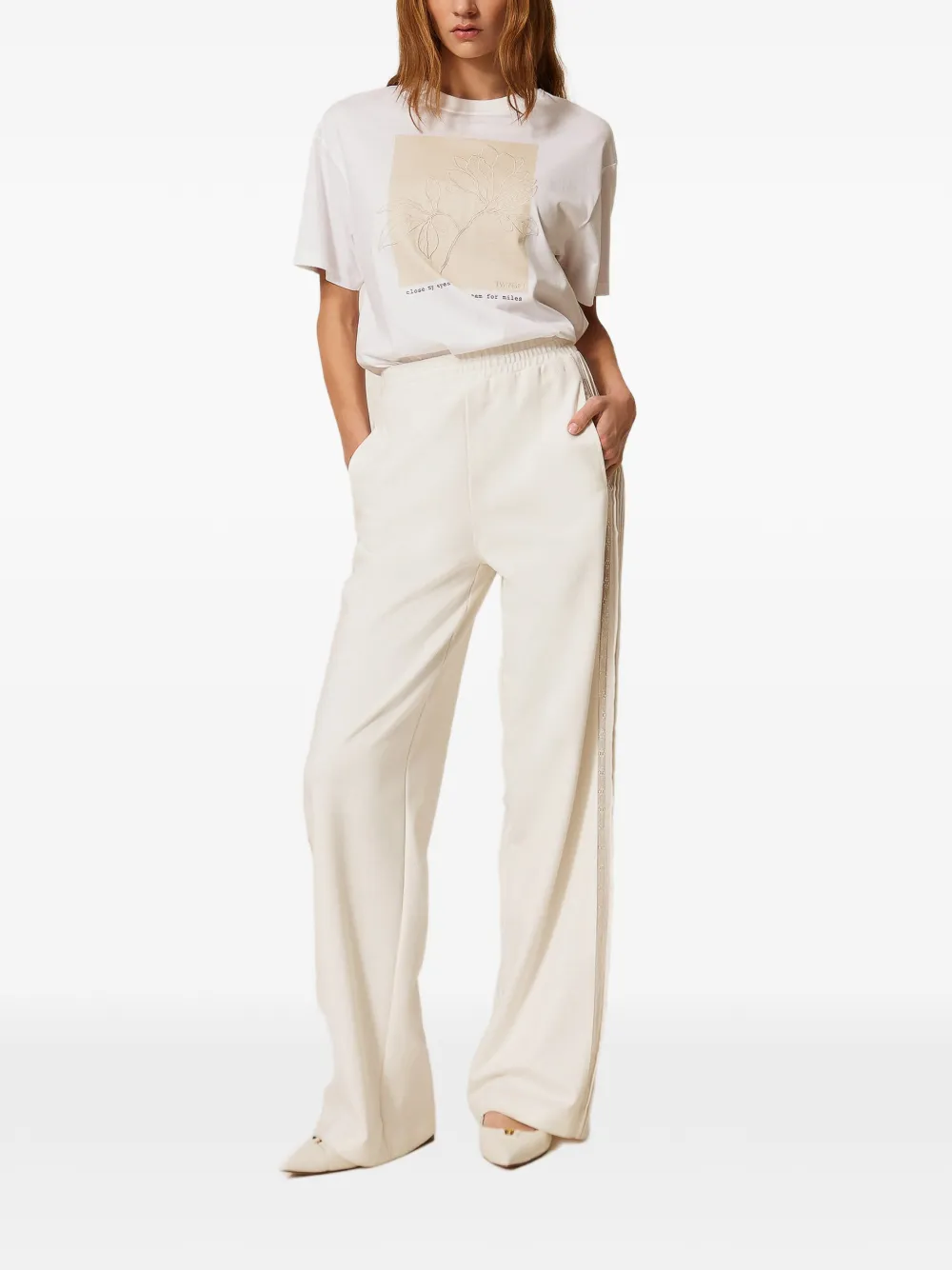  Twinset Pleated Lace-side Trousers - Neutrals 