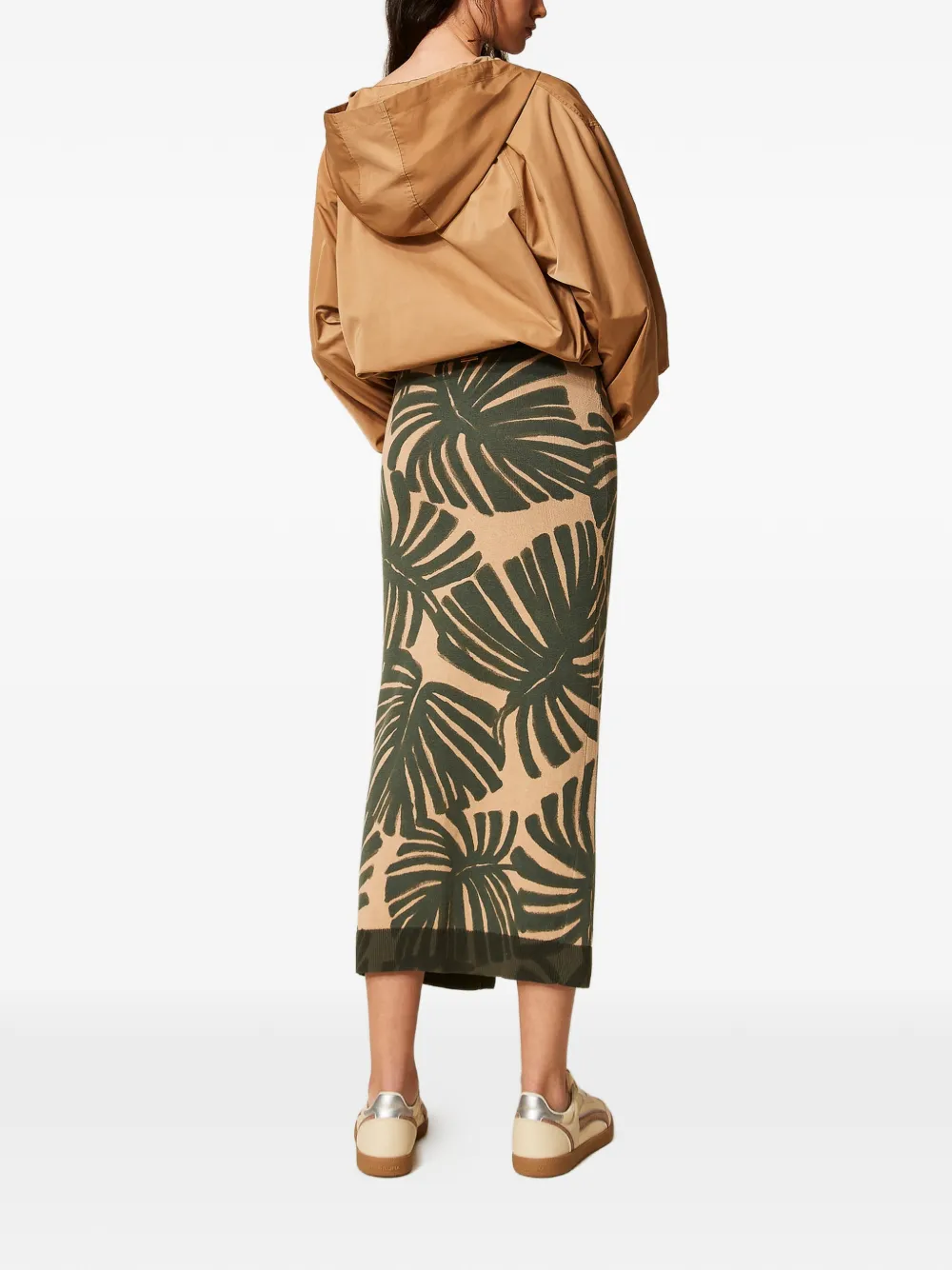 TWINSET Gebreide midi-rok met print Beige