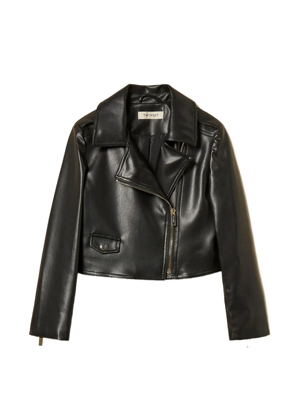 TWINSET Kids faux-leather biker jacket - Nero