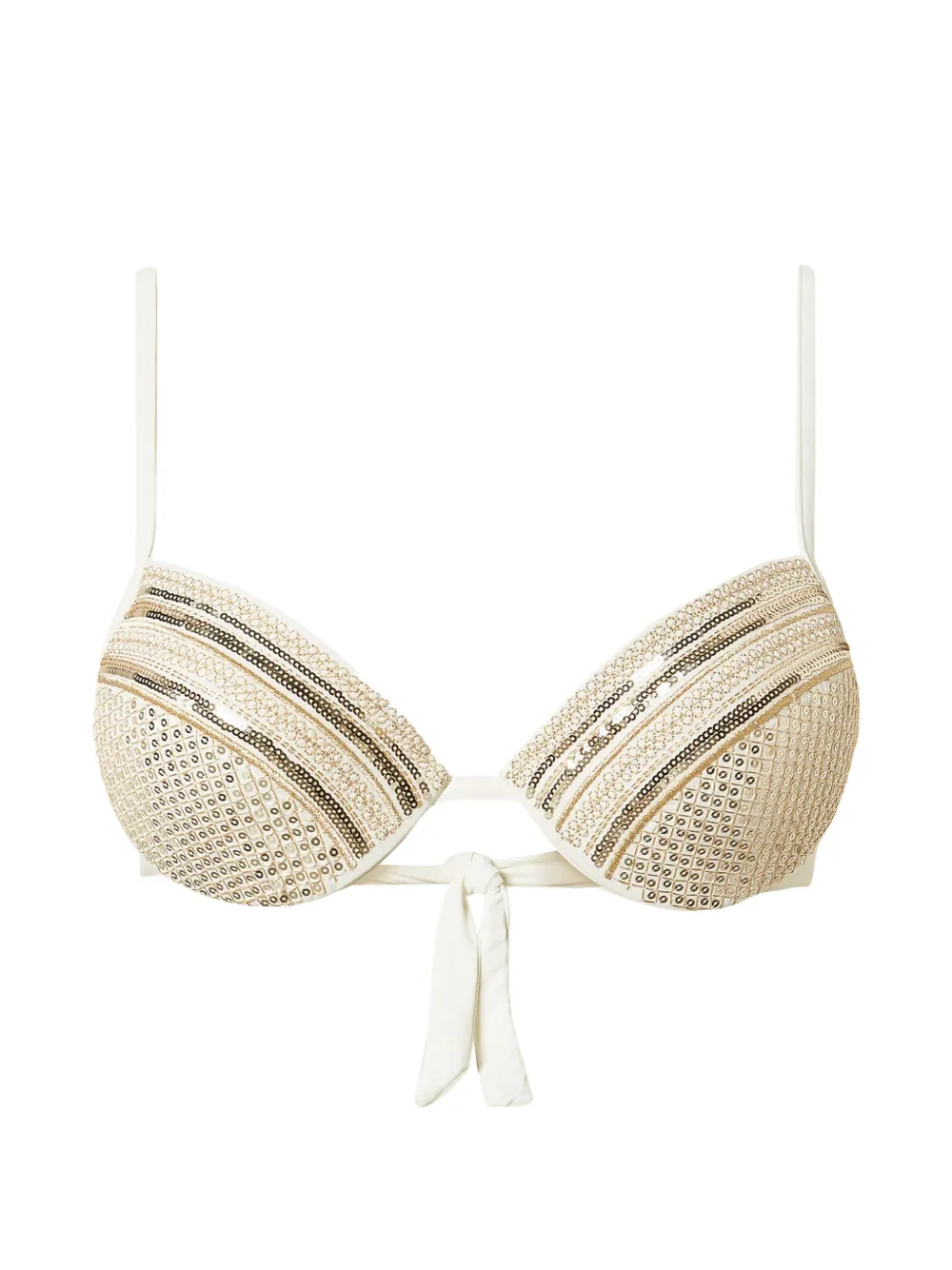 TWINSET embroidered bikini top - Bianco