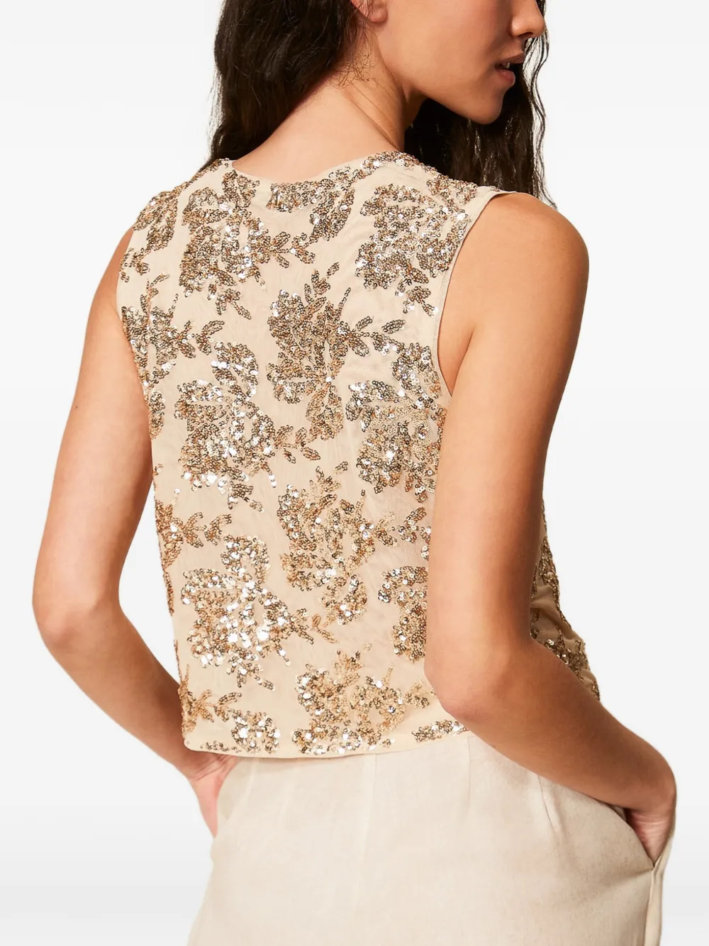 TWINSET Gilet met pailletten Beige