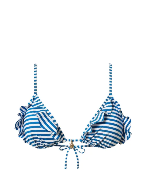TWINSET Gestreiftes Bikinioberteil mit Rüschen