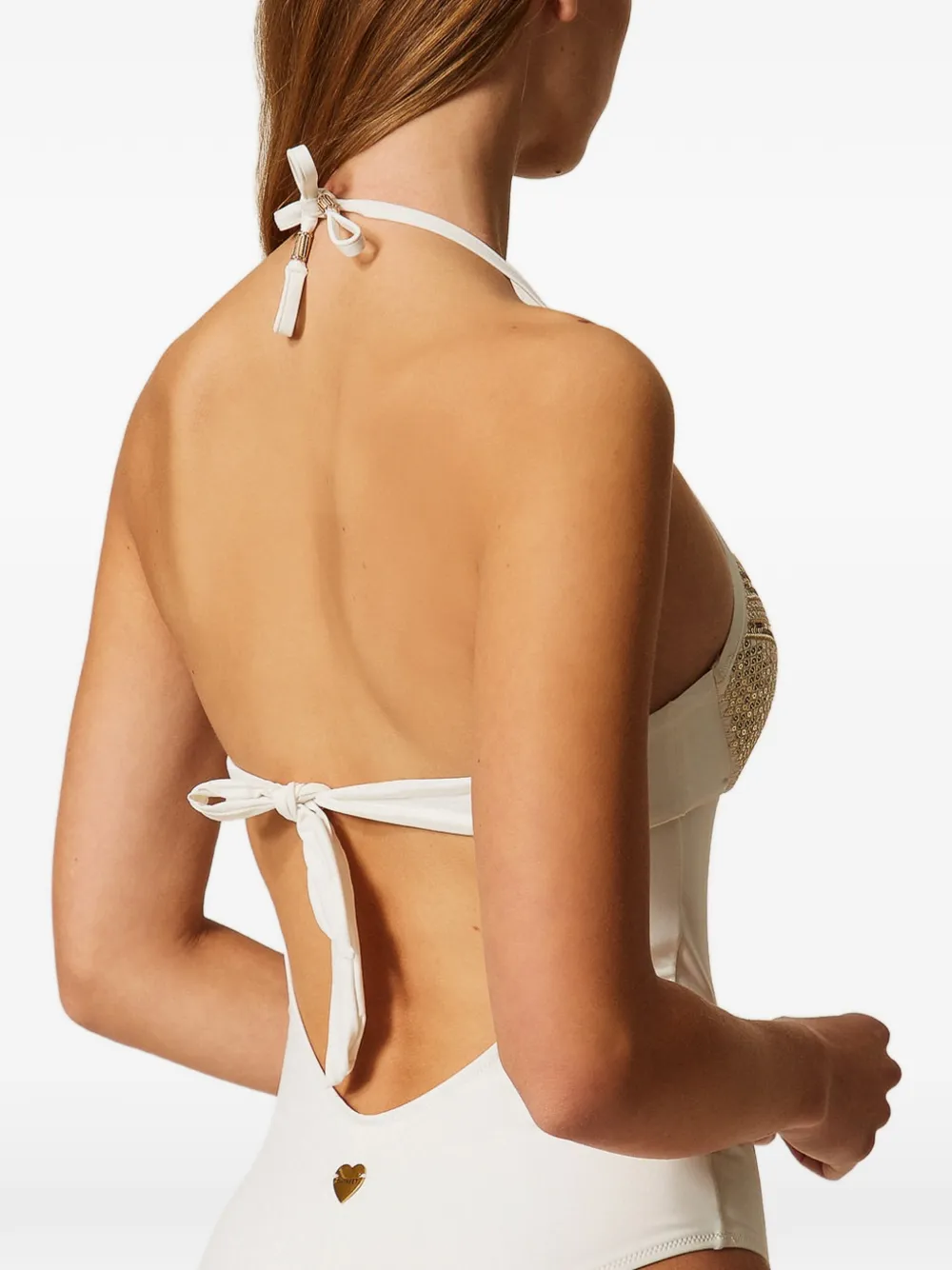 TWINSET Asymmetrisch badpak met pailletten Wit