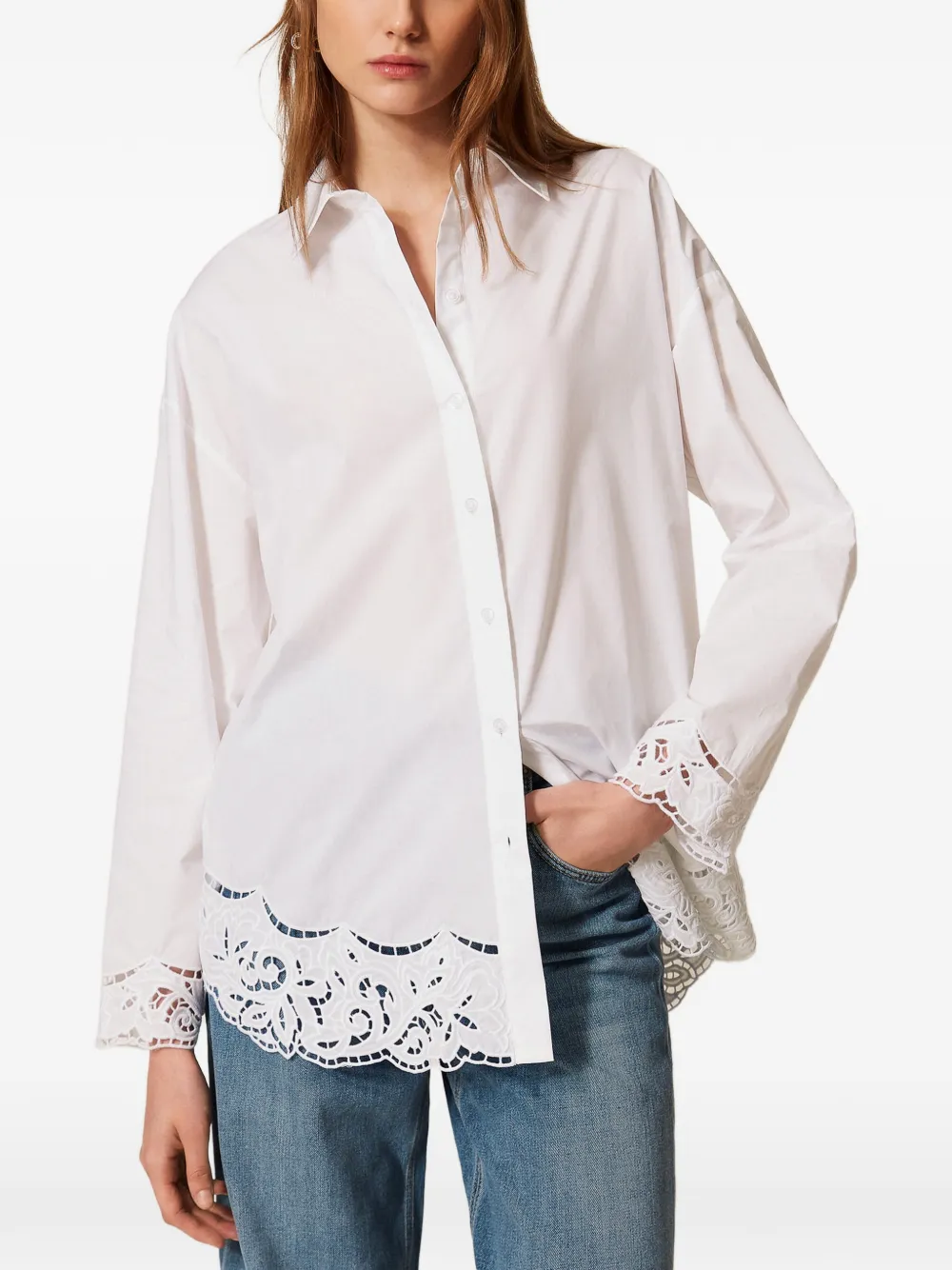 TWINSET Blouse met broderie anglaise Wit