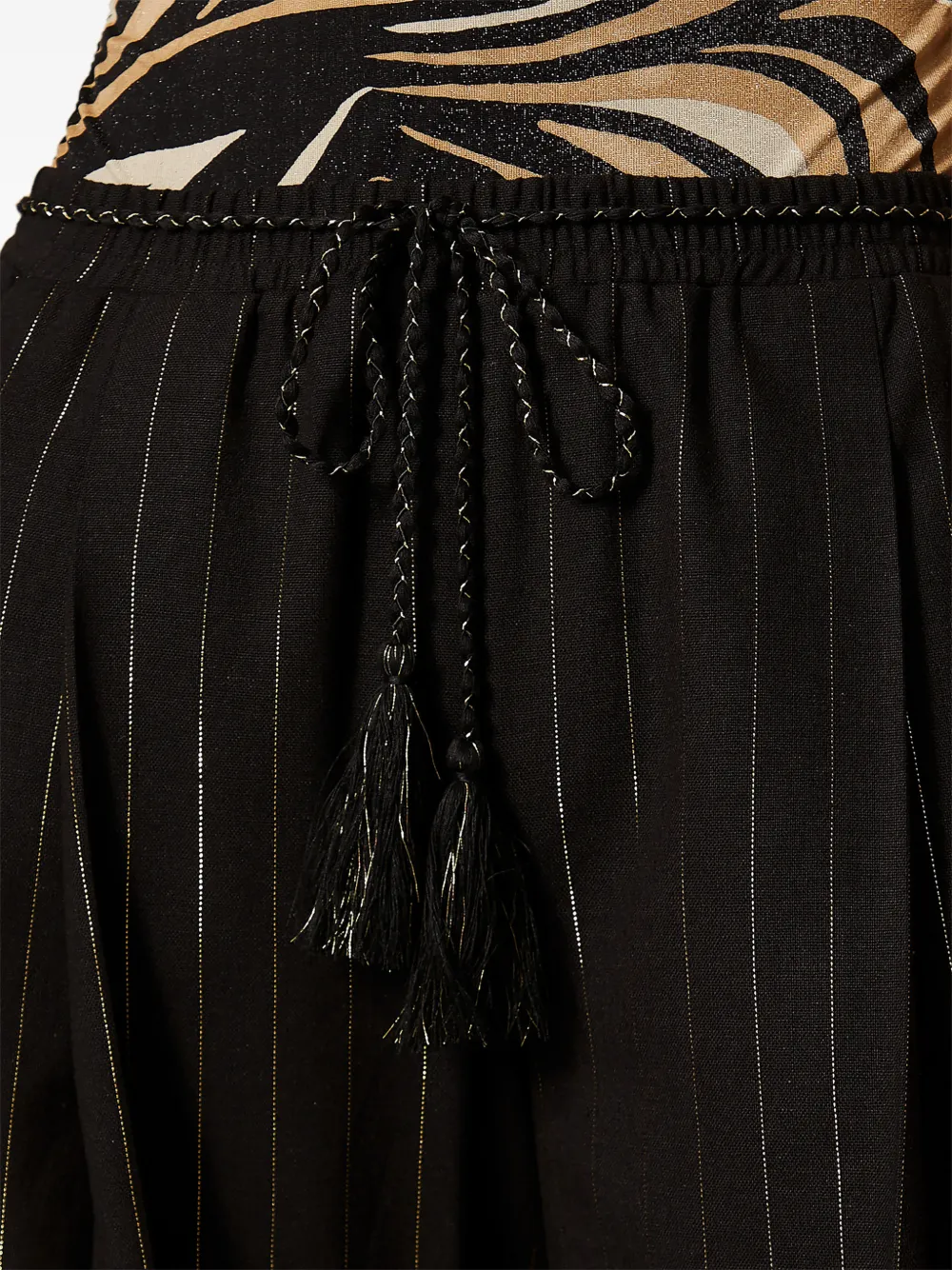 TWINSET Lurex broek met wijde pijpen en krijtstreep Zwart