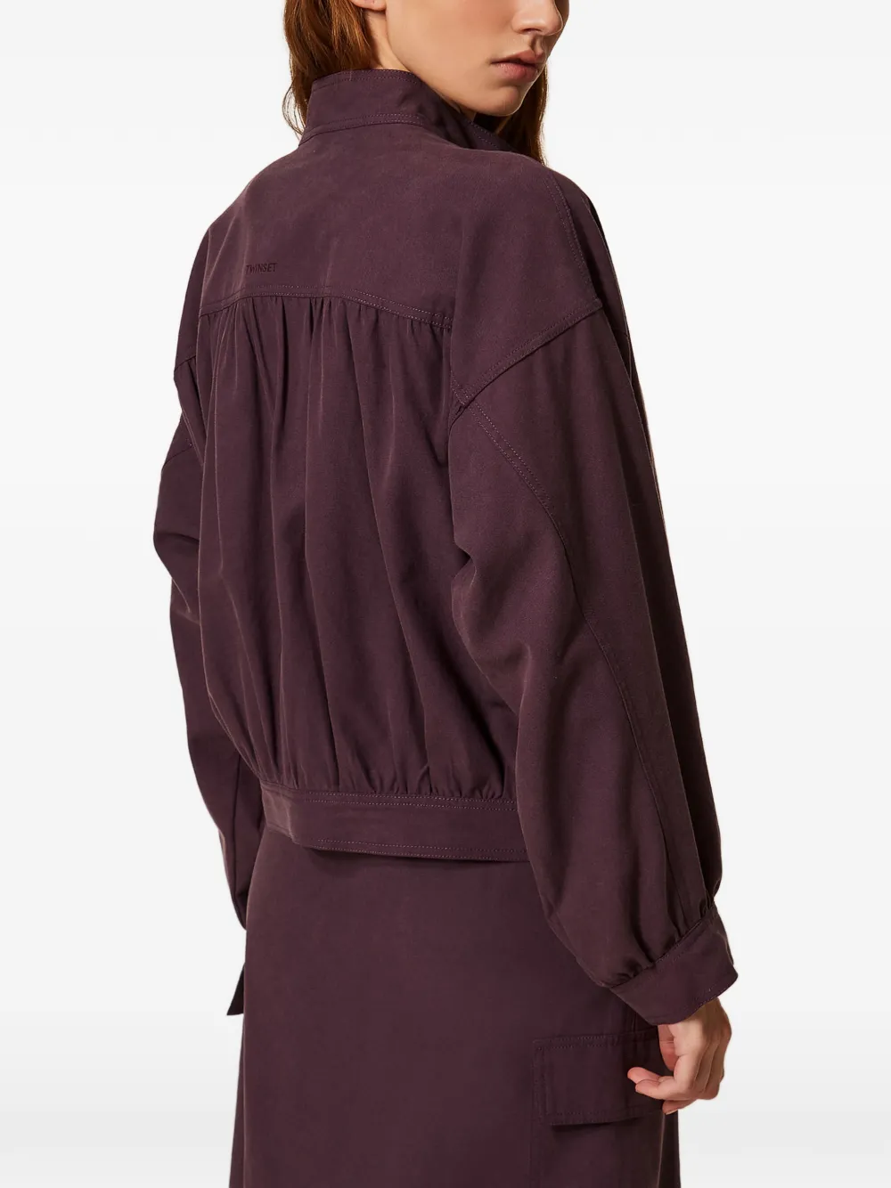 TWINSET Lyocell en katoenen jack met rits Paars
