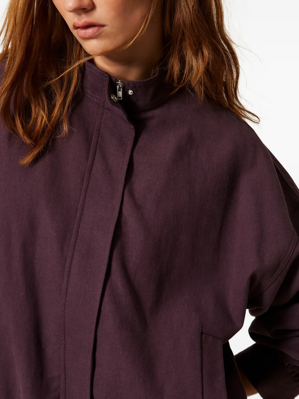 TWINSET Lyocell en katoenen jack met rits Paars