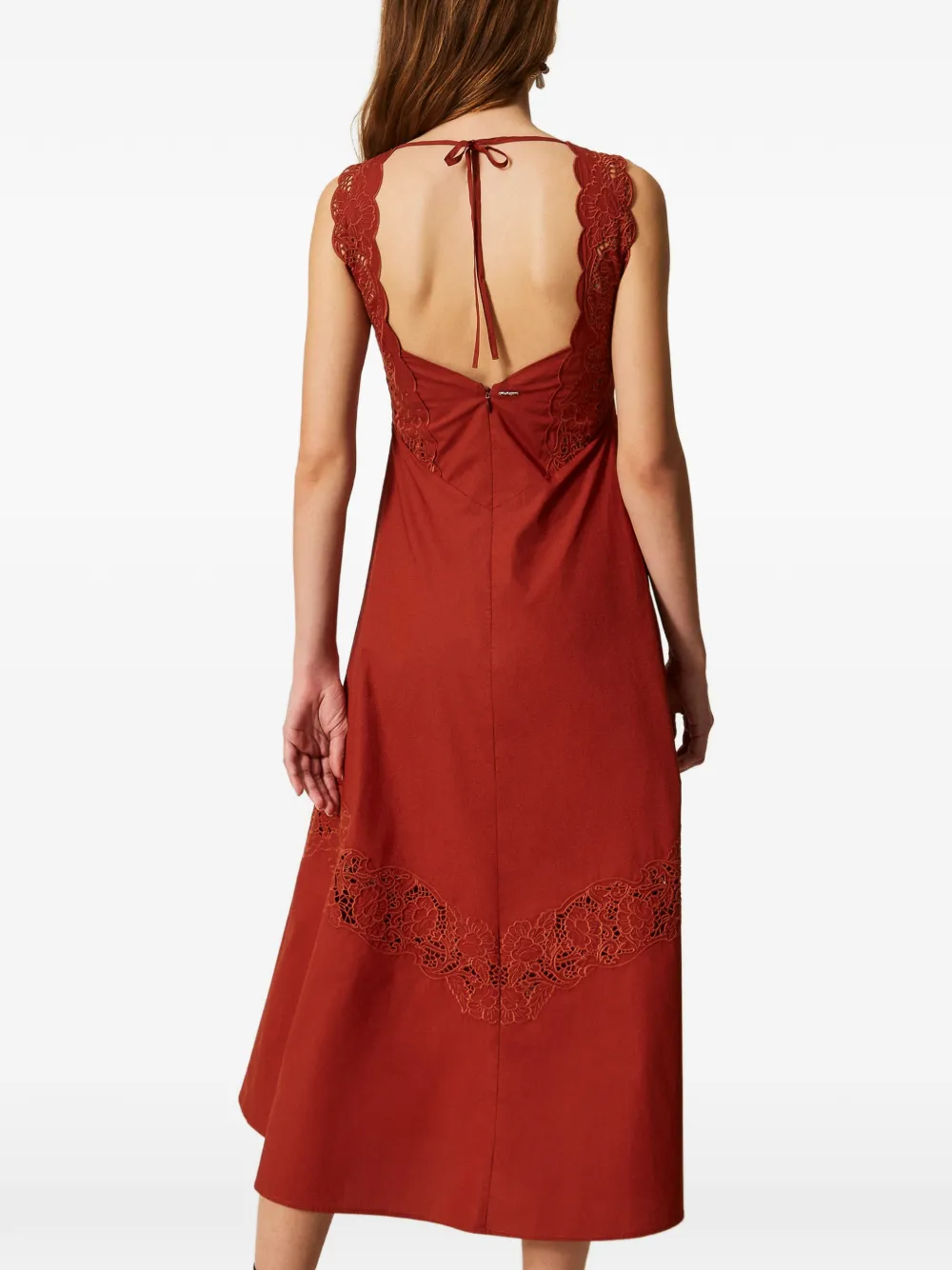 TWINSET Broderie anglaise maxi-jurk Rood