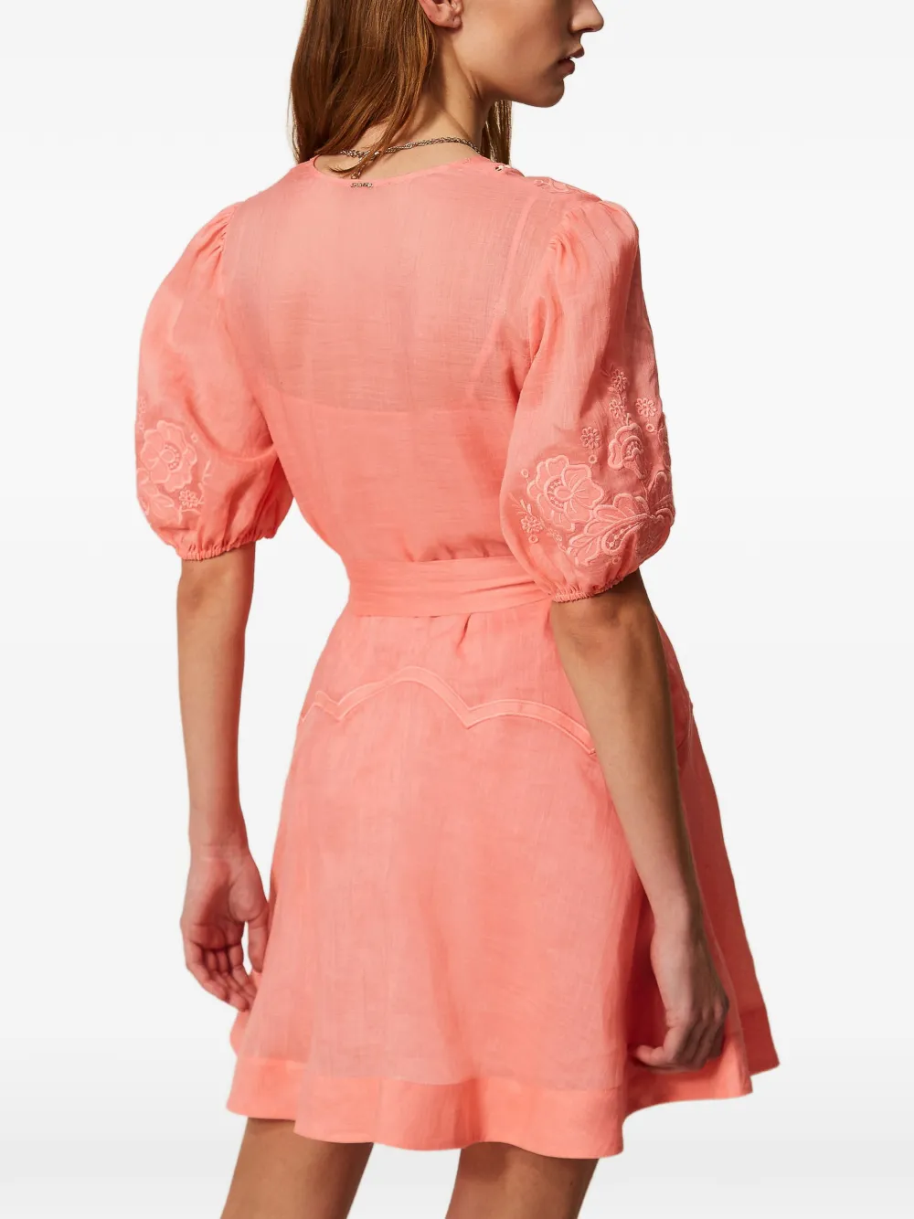 embroidered belted dress