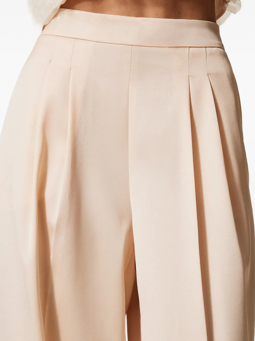 TWINSET Satijnen broek met wijde pijpen Beige