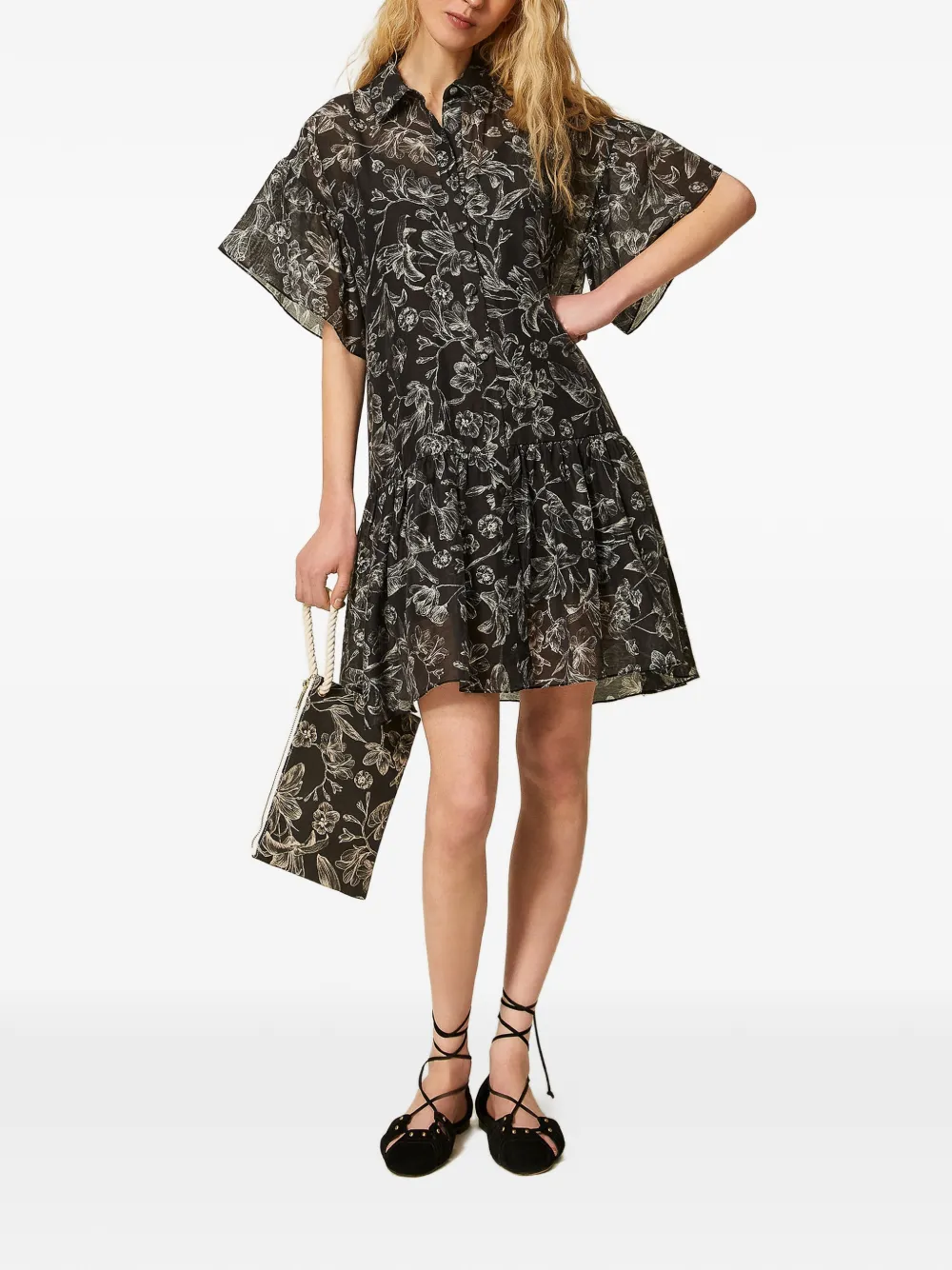 TWINSET Shirtjurk met bloemenprint Zwart