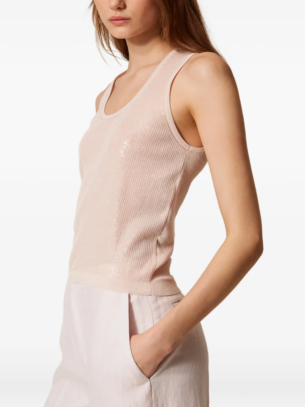 TWINSET Top met pailletten Roze