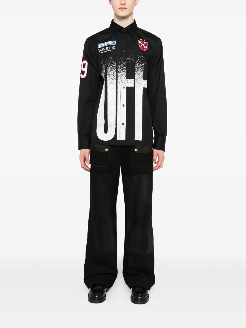 Off-White Overhemd met kleurverloop - Zwart