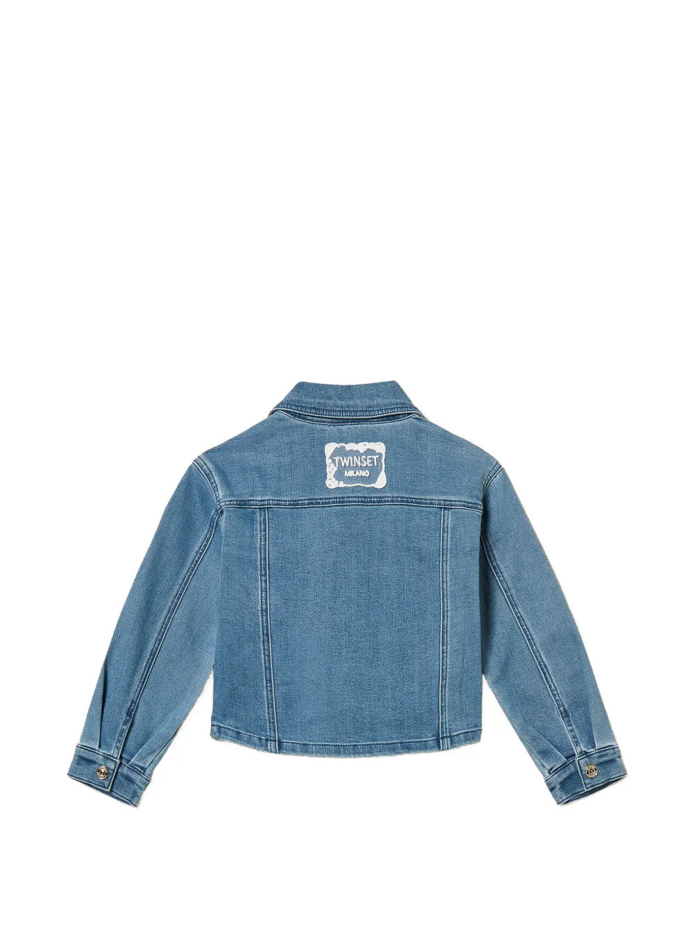 TWINSET Kids Spijkerjack met logodetail Blauw