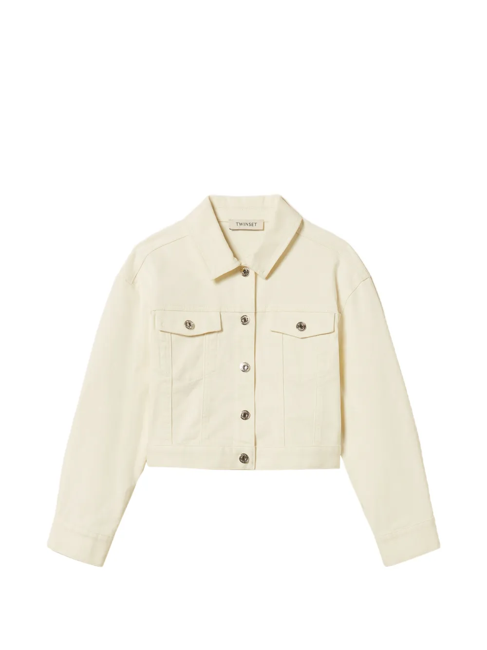 Twinset Kids' Buttoned Denim Jacket In Neutral