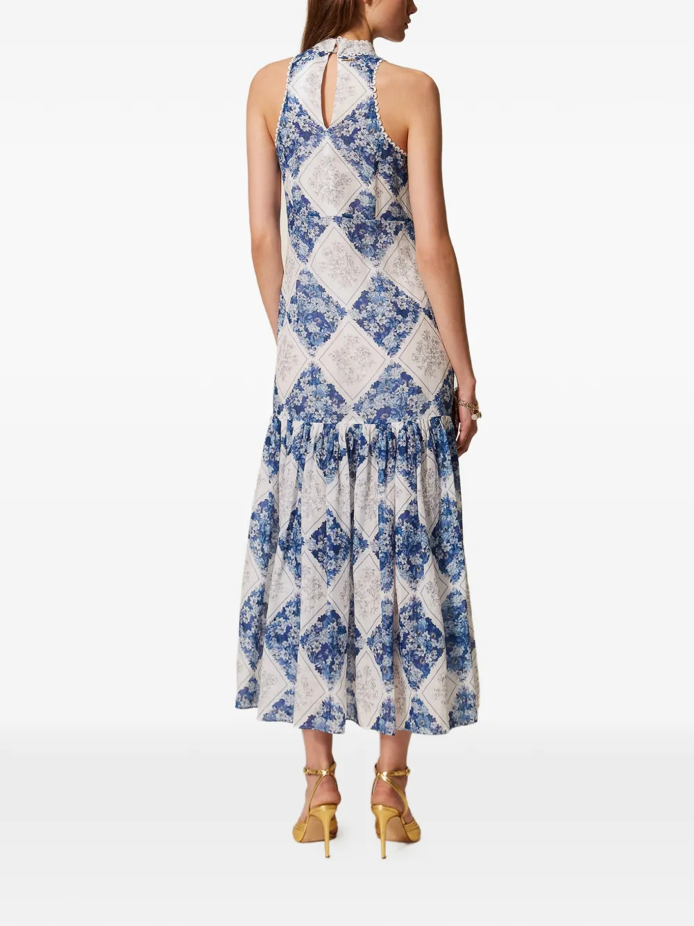 TWINSET Maxi-jurk met bloemenprint Blauw