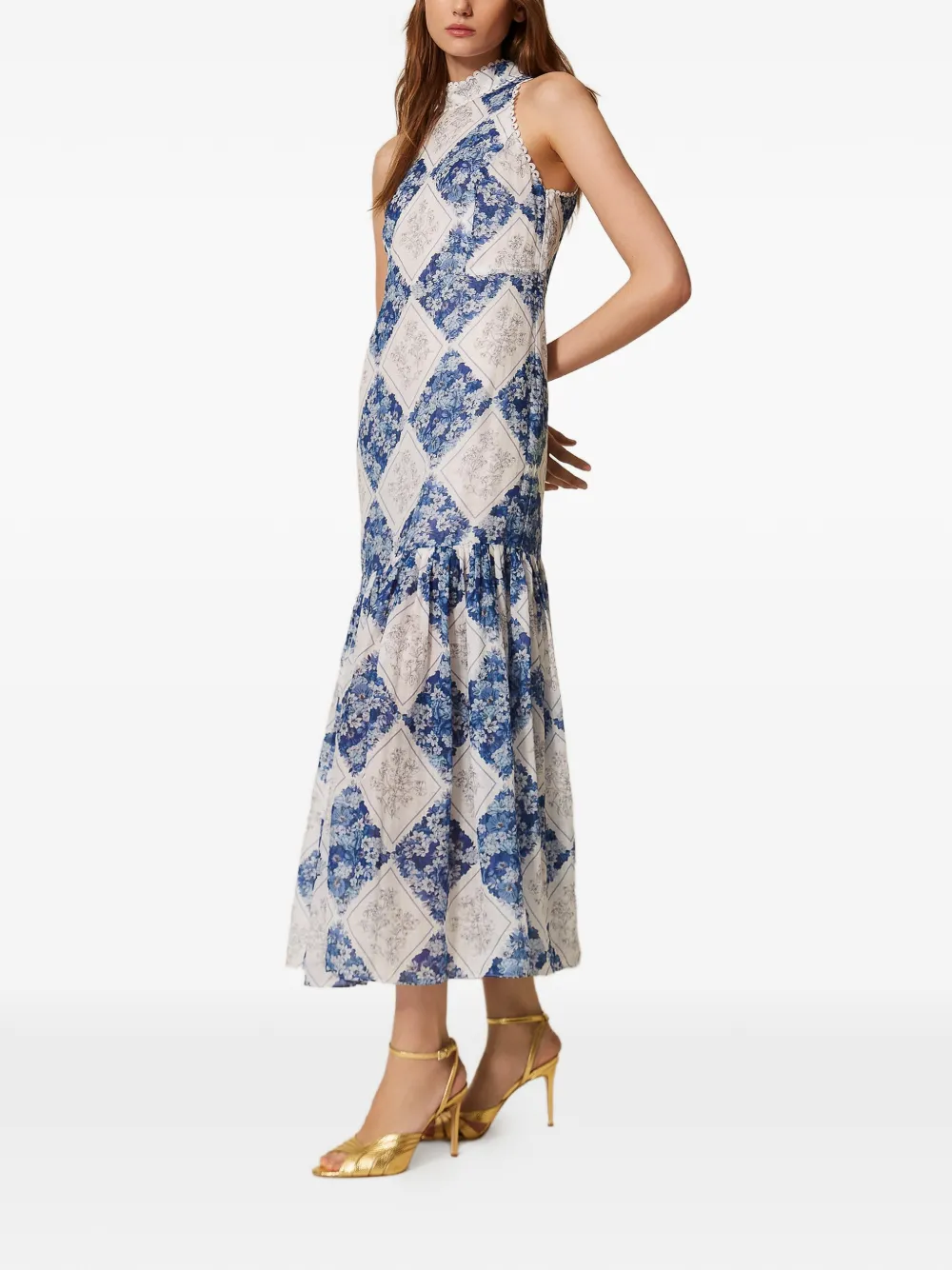 TWINSET Maxi-jurk met bloemenprint Blauw