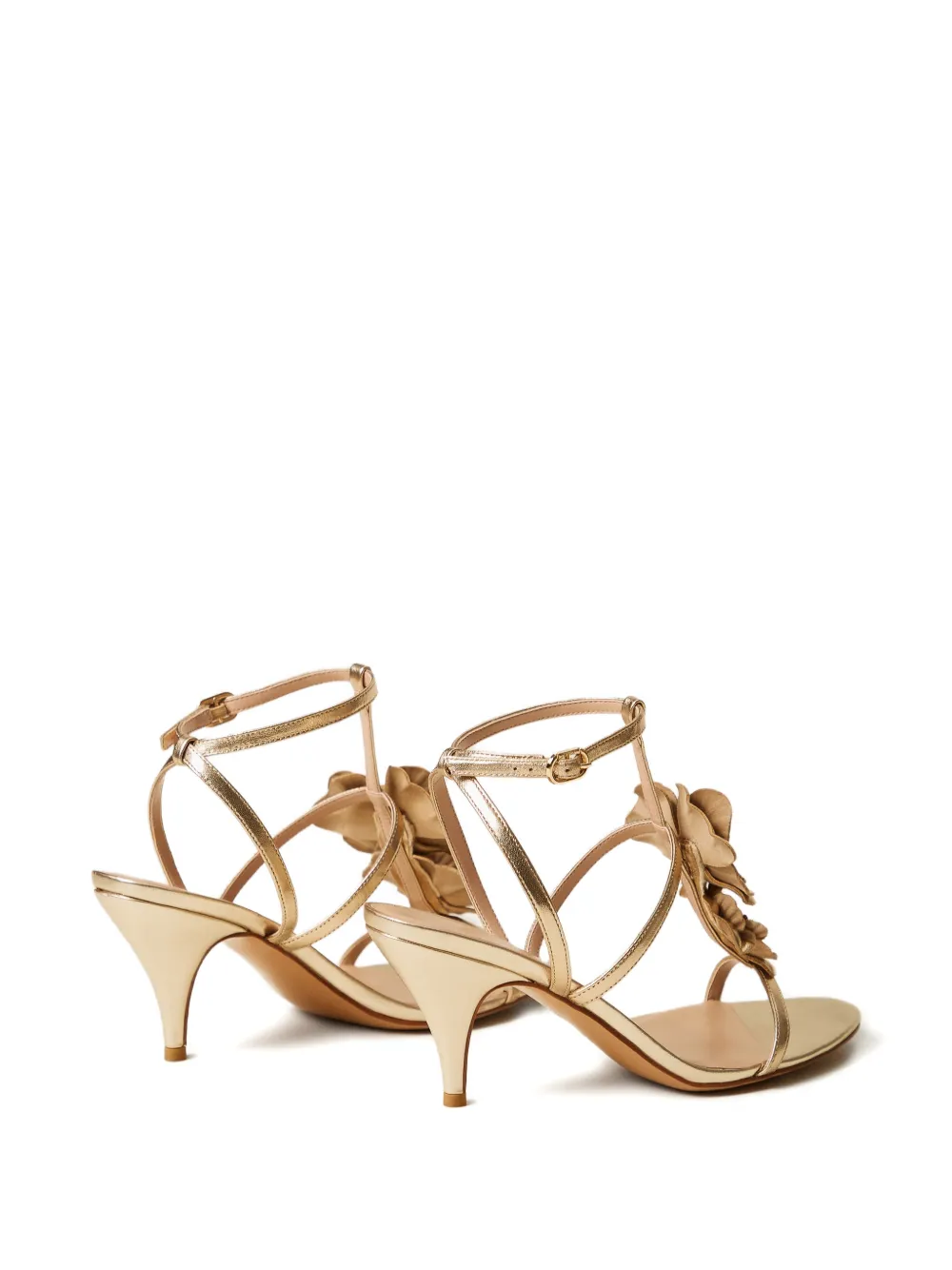 TWINSET Sandalen met bandjes en bloemapplicatie Goud