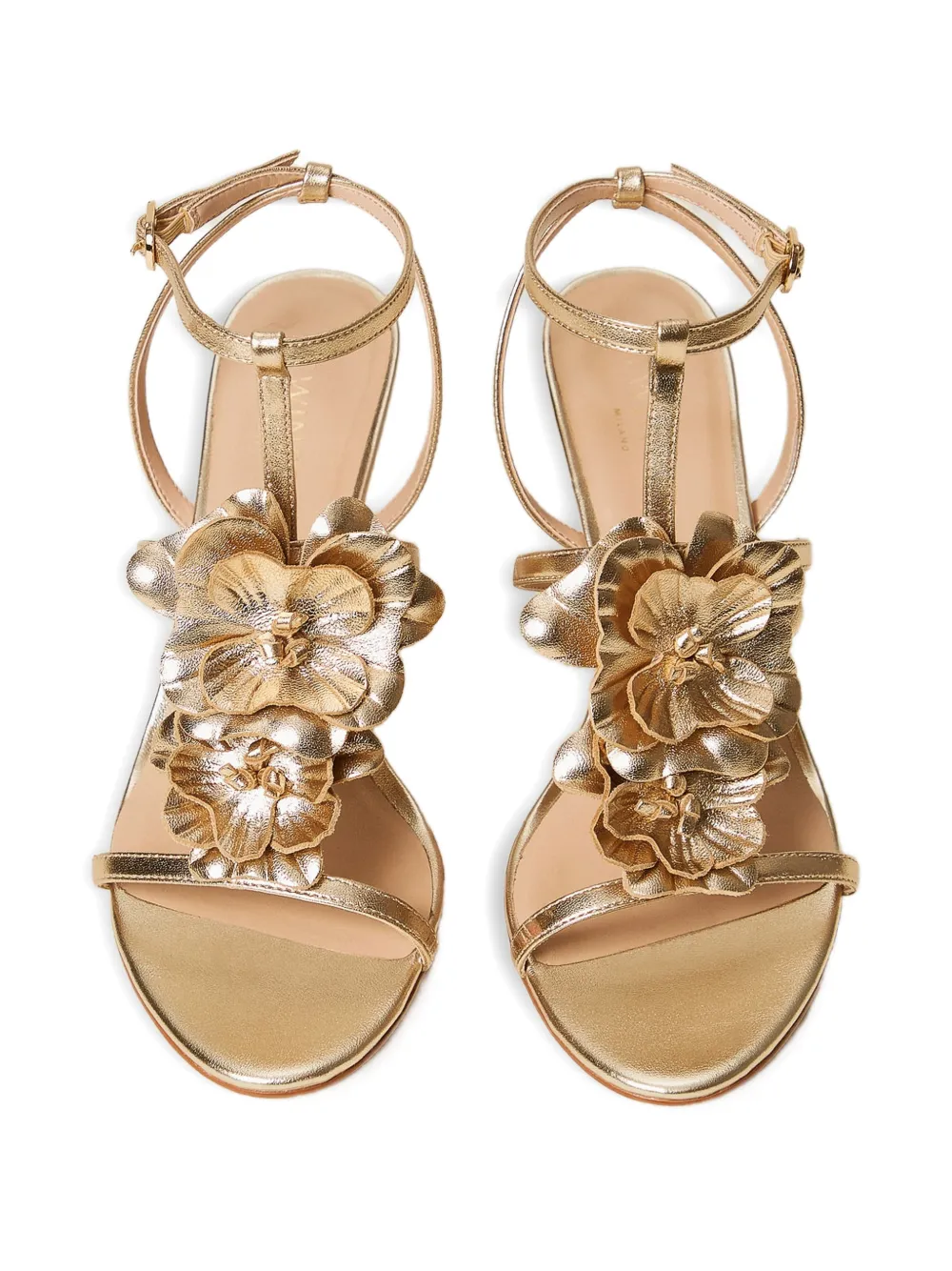 TWINSET Sandalen met bandjes en bloemapplicatie Goud
