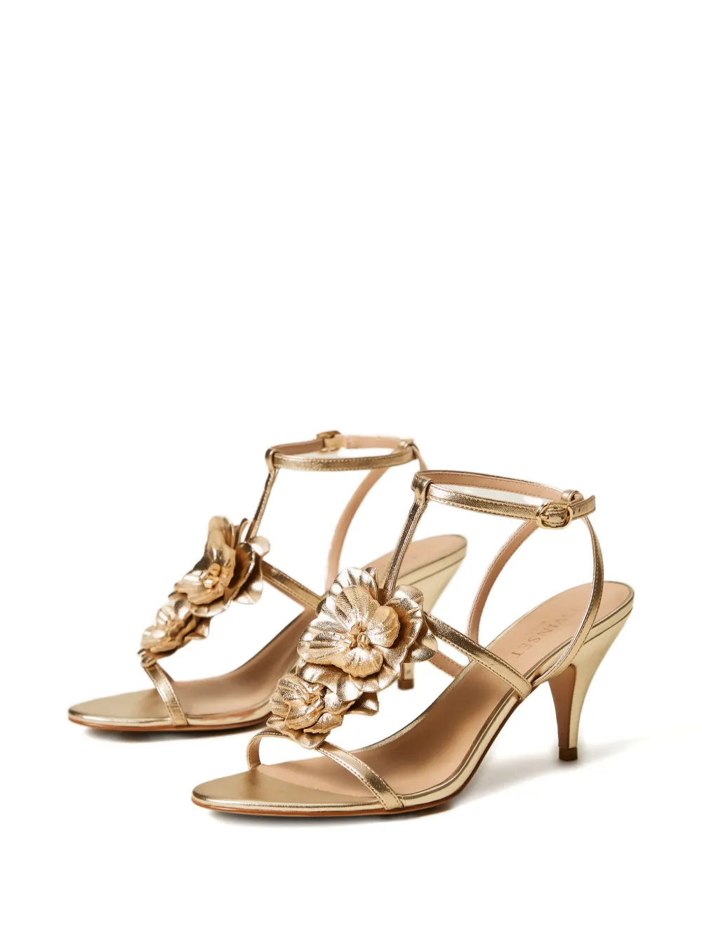 TWINSET Sandalen met bandjes en bloemapplicatie Goud