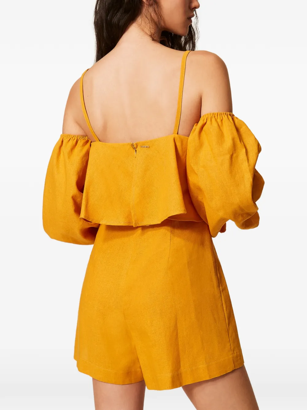 TWINSET Jumpsuit van linnenblend met kant Geel