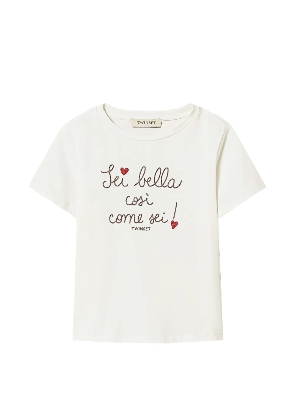 TWINSET Kids detail-embroidery T-shirt - Bianco