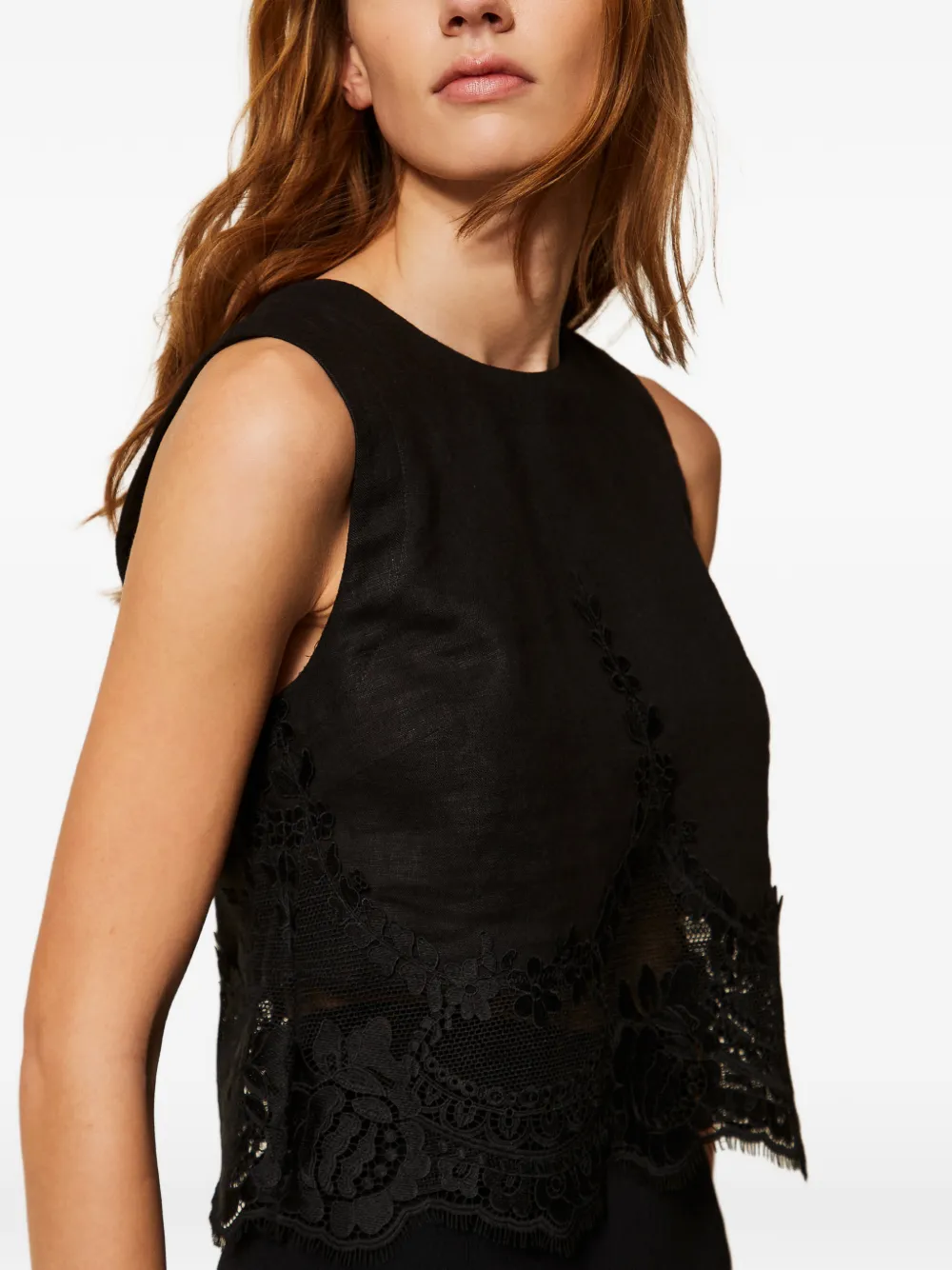 TWINSET Top met kant Zwart