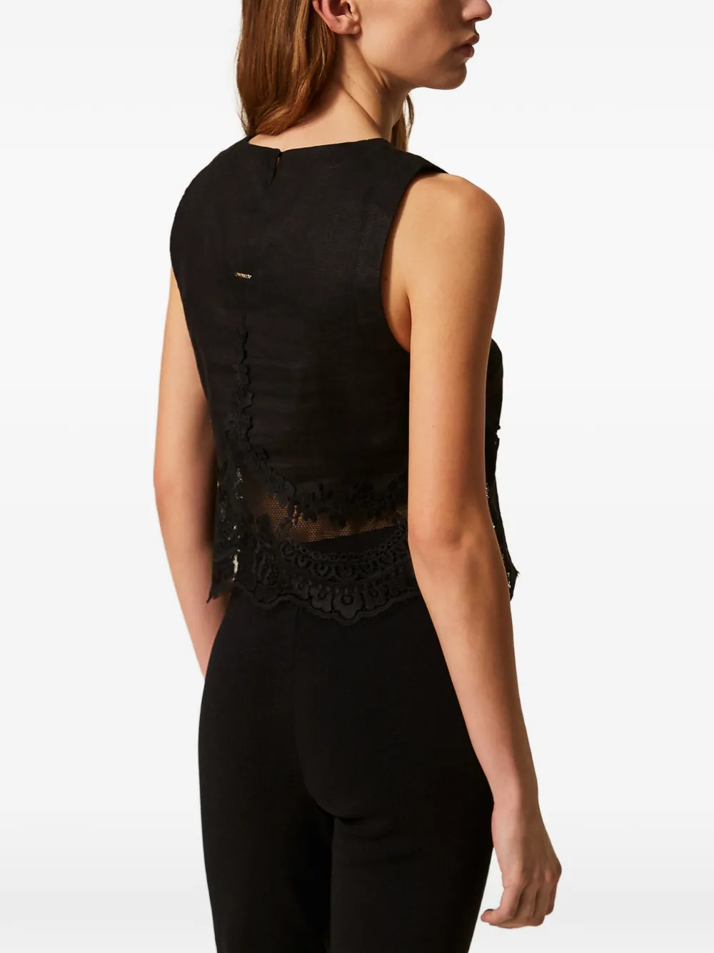 TWINSET Top met kant Zwart