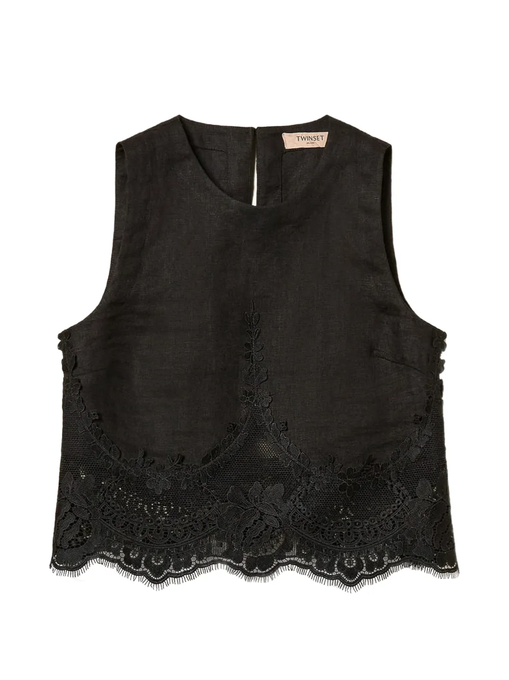 TWINSET Top con dettaglio in pizzo - Nero