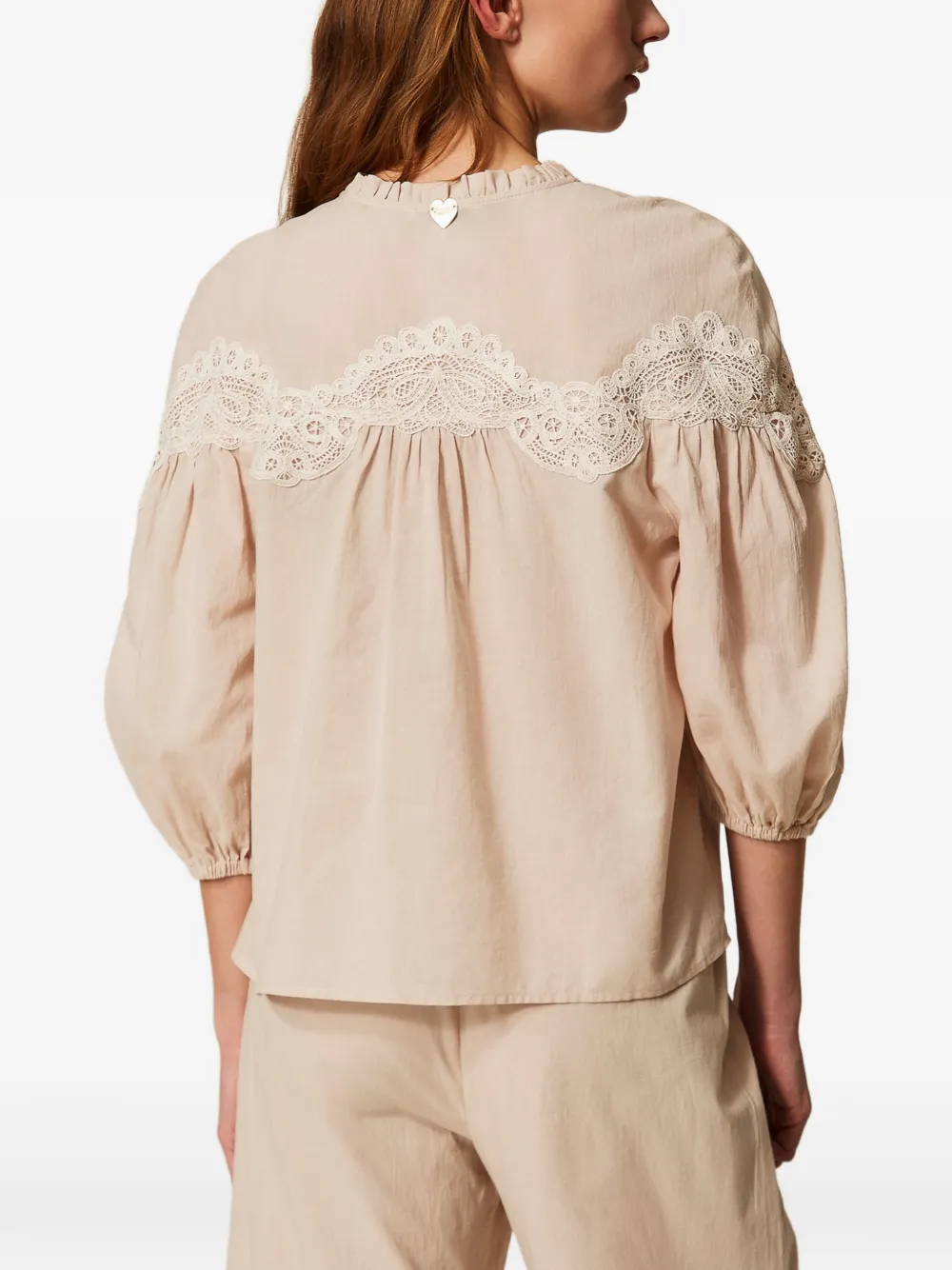 TWINSET Blouse met kanten vlakken Beige