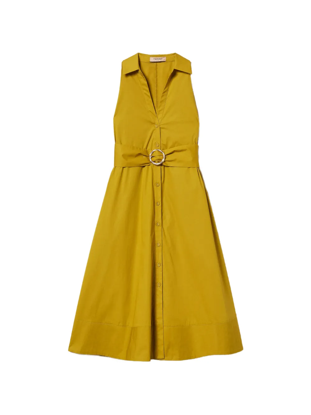 TWINSET Abito midi con scollo a V - Giallo