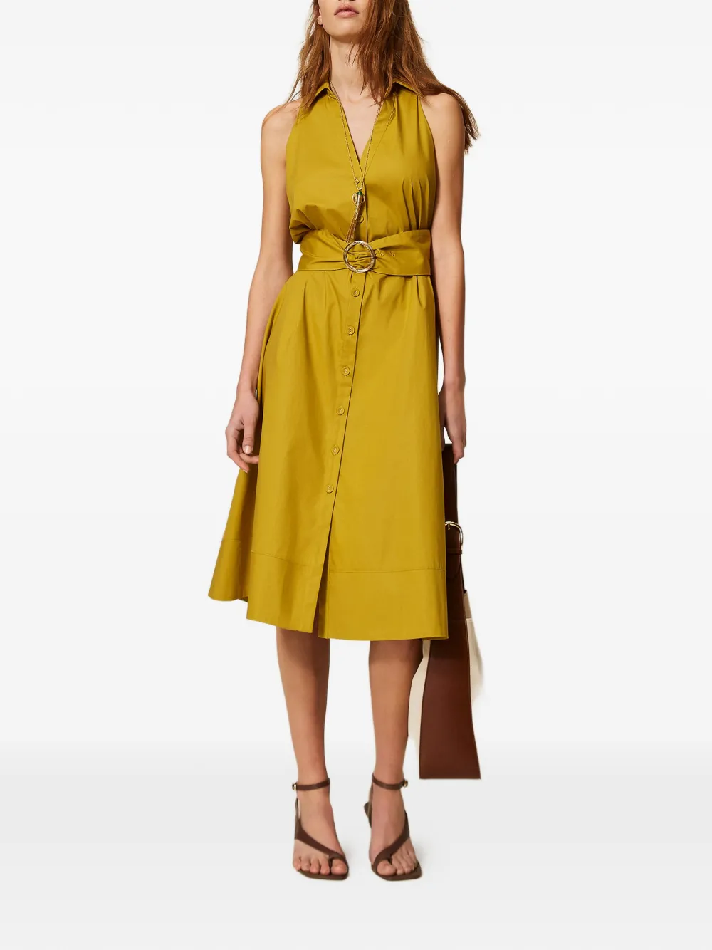 TWINSET Mouwloze midi-blousejurk Geel