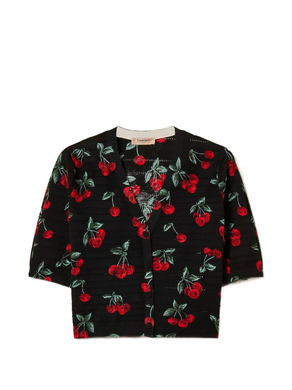 TWINSET knitted cherry cardigan - Nero