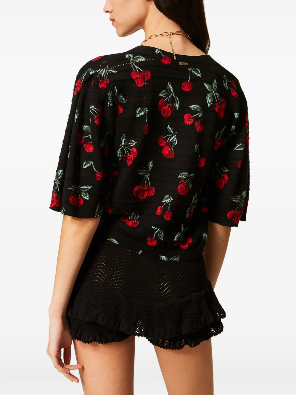 TWINSET Gebreid vest met kersen Zwart