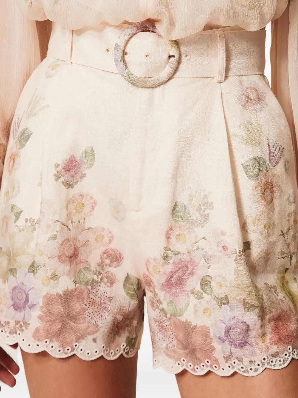 TWINSET Linnen shorts met bloemenprint Beige