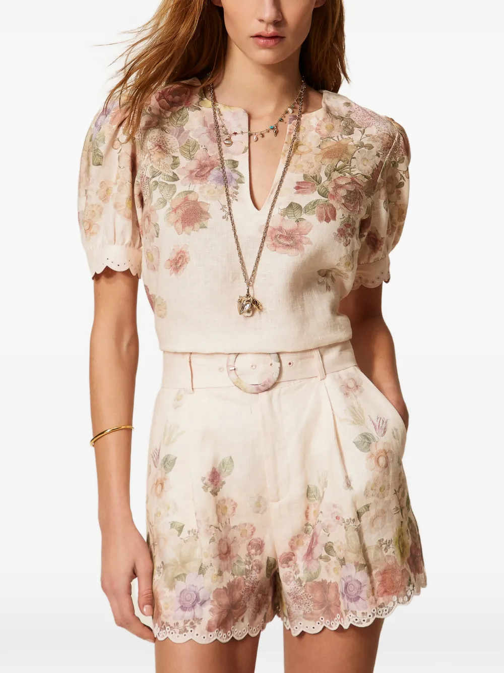  Twinset Floral-print Shorts - Neutrals 